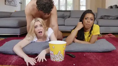 Kira Noir is pulverized while her platinum-towheaded friend is next to her